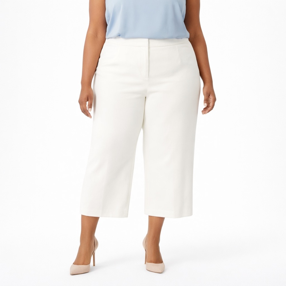 TALBOTS Heritage Ivory Wide Leg Crop Pants 12W